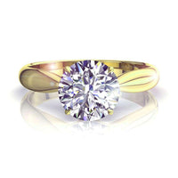 Bague de fiançailles diamant rond 0.60 carat or jaune Elodie