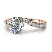 Bague de fiançailles diamant rond 0.60 carat or rose Adriana
