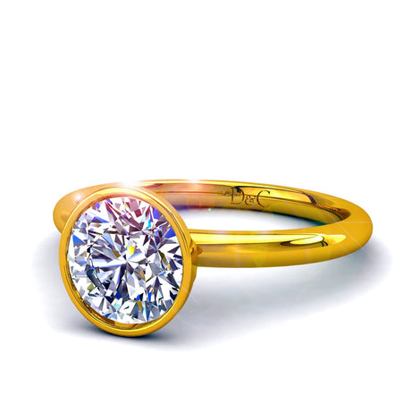 Bague de fiançailles diamant rond 0.70 carat or jaune Annette