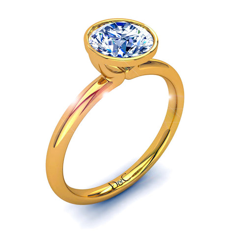 Bague de fiançailles diamant rond 0.70 carat or jaune Annette