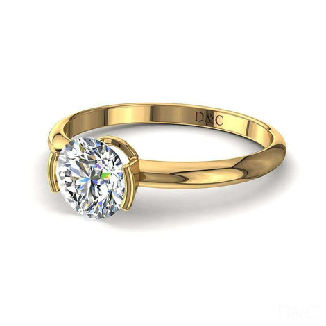 Bague de fiançailles diamant rond 0.70 carat or jaune Anoushka