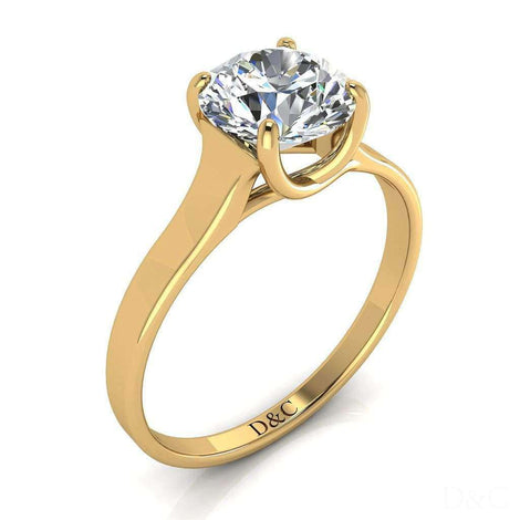 Bague de fiançailles diamant rond 0.70 carat or jaune Cindy