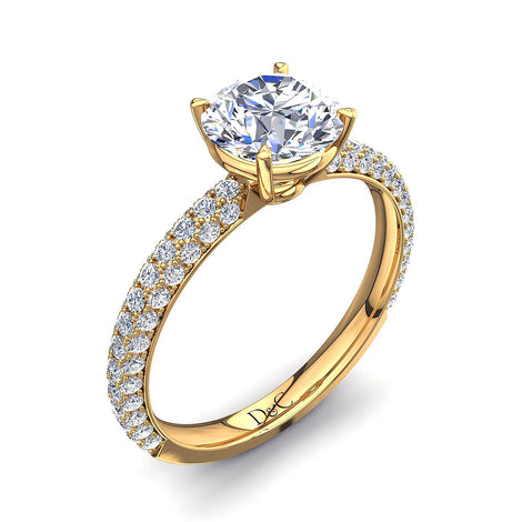 Bague de fiançailles diamant rond 0.70 carat or jaune Paola