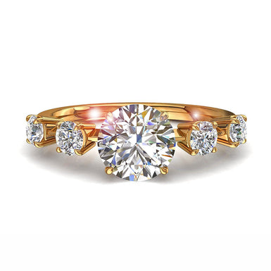 Bague de fiançailles diamant rond 0.70 carat Serena I / SI / Or Jaune 18 carats