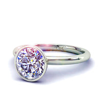 Bague de fiançailles diamant rond 0.80 carat or blanc Annette