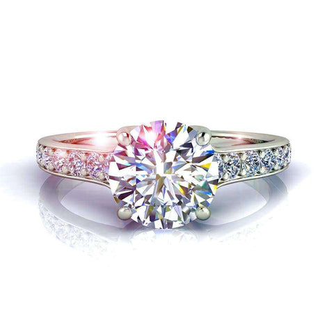 Anello di fidanzamento Cindirella in oro bianco 0.80 carati con diamante tondo