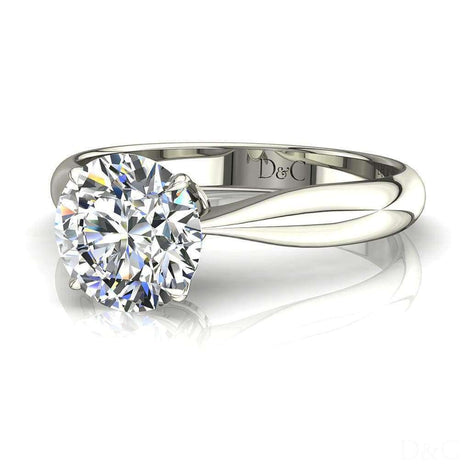 Bague de fiançailles diamant rond 0.80 carat or blanc Elodie