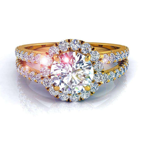 Bague de fiançailles diamant rond 0.80 carat or jaune Genova