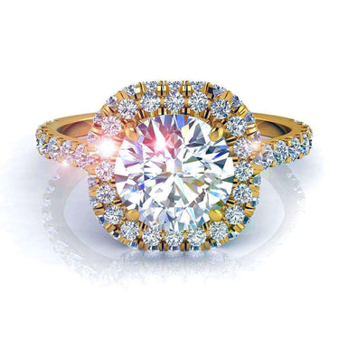 Anello con diamante rotondo 0.80 carati Margueritta I / SI / Oro giallo 18 carati