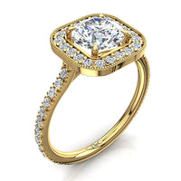 Bague de fiançailles diamant rond 0.80 carat or jaune Sestri