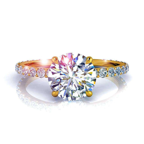 Anello di fidanzamento con diamante tondo in oro giallo 0.80 carati San Valentino