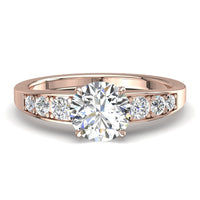 Bague de fiançailles diamant rond 0.80 carat or rose Nina