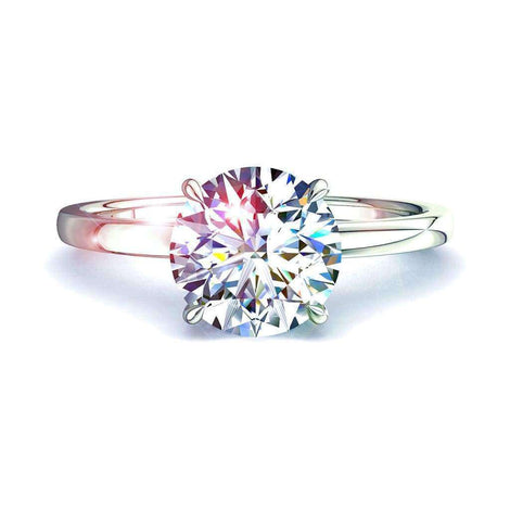 Bella anello di fidanzamento con diamante rotondo in oro bianco 0.90 carati