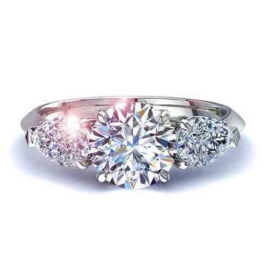 Bague de fiançailles diamant rond 0.90 carat Renata I / SI / Or Blanc 18 carats