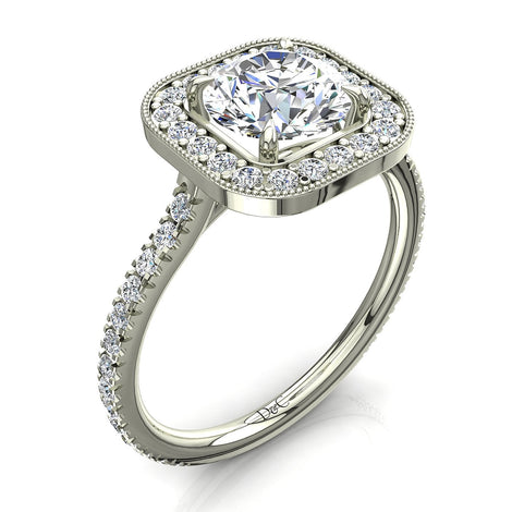 Anello di fidanzamento con diamante tondo 0.90 carati oro bianco Sestri