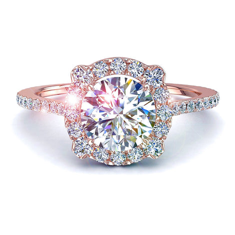 Bague de fiançailles diamant rond 0.90 carat or rose Alida