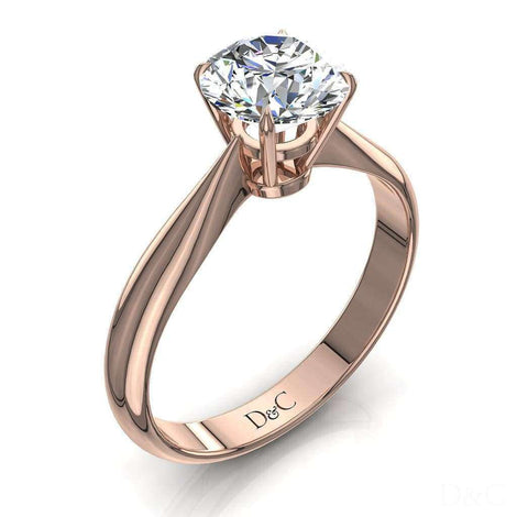 Anello di fidanzamento con diamante tondo 0.90 carati Elodie in oro rosa