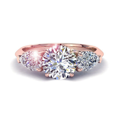 Renata I / SI Anello di fidanzamento con diamante tondo da 0.90 carati / oro rosa 18 carati