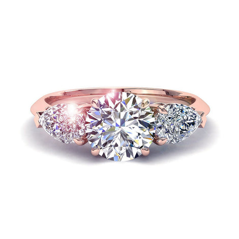 Diamante tondo solitario Renata in oro rosa 0.90 carati