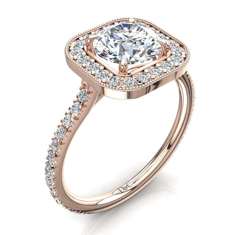 Bague de fiançailles diamant rond 0.90 carat or rose Sestri