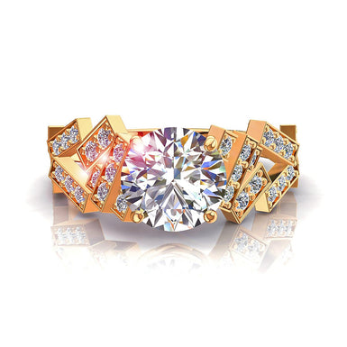 Bague de fiançailles diamant rond 0.92 carat Gina I / SI / Or Jaune 18 carats
