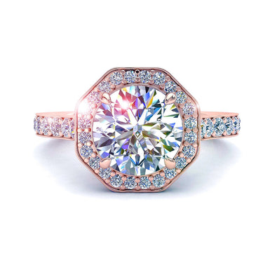 Bague de fiançailles diamant rond 0.95 carat Fanny I / SI / Or Rose 18 carats