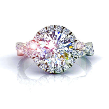 Bague de fiançailles diamant rond 1.00 carat Ameglia I / SI / Or Blanc 18 carats