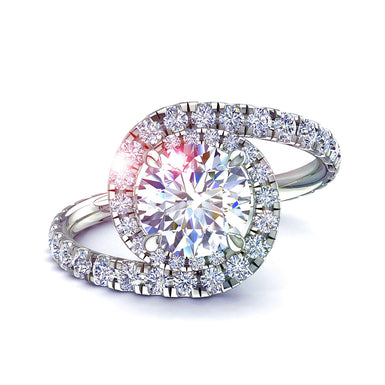 Elena Anello di fidanzamento con diamante tondo da 1.00 carati I / SI / Oro bianco 18 carati