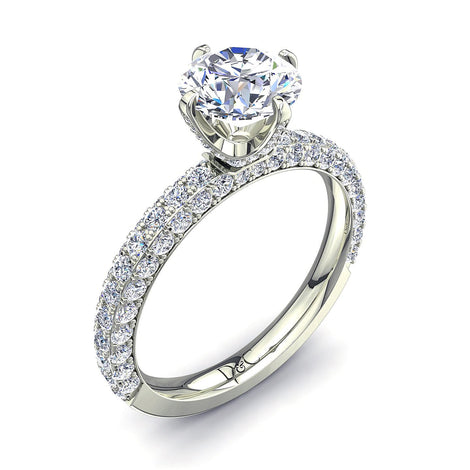Anello di fidanzamento con diamante tondo 1.00 carati in oro bianco Lara