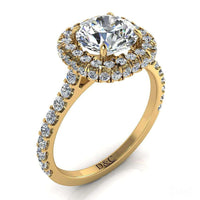 Bague de fiançailles diamant rond 1.00 carat or jaune Margueritta