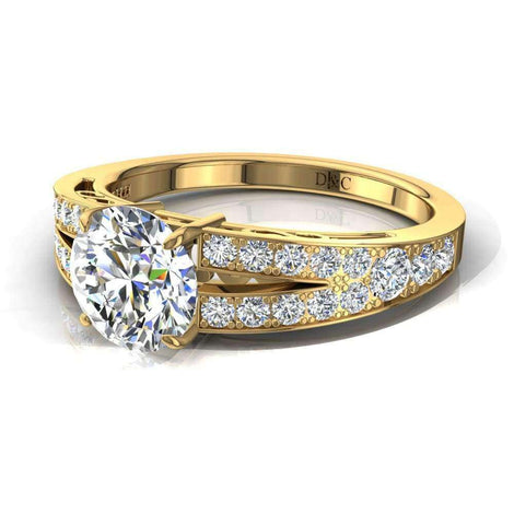 Rapallo anello di fidanzamento con diamante tondo da 1.00 carati in oro giallo