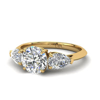 Bague de fiançailles diamant rond 1.00 carat or jaune Renata