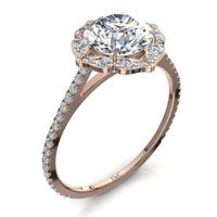 Bague de fiançailles diamant rond 1.00 carat or rose Arina