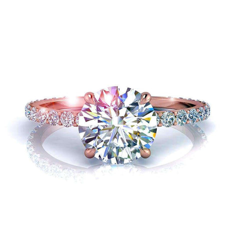 Bague diamant rond 1.00 carat or rose Valentine