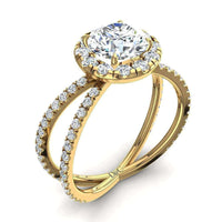Bague de fiançailles diamant rond 1.05 carat or jaune Isabelle
