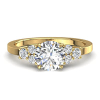 Bague de fiançailles diamant rond 1.06 carat or jaune Hanna