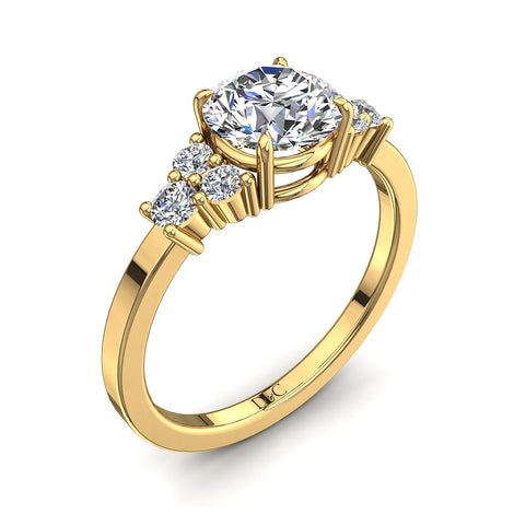 Bague de fiançailles diamant rond 1.06 carat or jaune Hanna