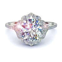 Anello di fidanzamento Arina con diamante tondo da 1.10 carati in oro bianco