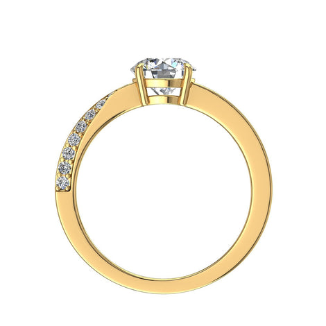 Anello di fidanzamento Andrea con diamante tondo da 1.10 carati in oro giallo