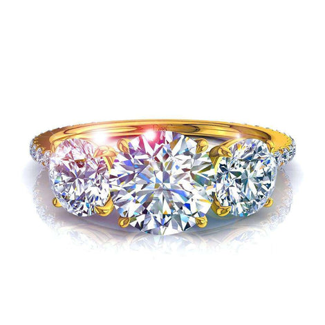 Bague diamant rond 1.10 carat or jaune Azaria