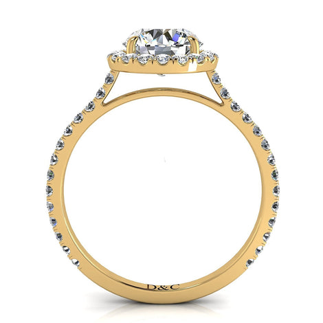Bague de fiançailles diamant rond 1.10 carat or jaune Camogli