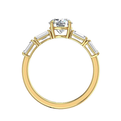 Dora solitaire ring round diamond and Emerald diamonds 1.10 carat