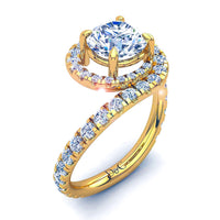 Bague diamant rond 1.10 carat or jaune Elena
