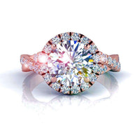 Bague de fiançailles diamant rond 1.10 carat or rose Ameglia