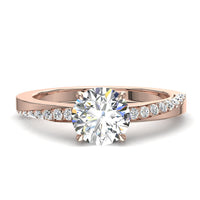 Bague de fiançailles diamant rond 1.10 carat or rose Andrea