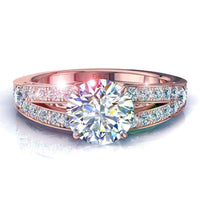Bague de fiançailles diamant rond 1.10 carat or rose Rapallo
