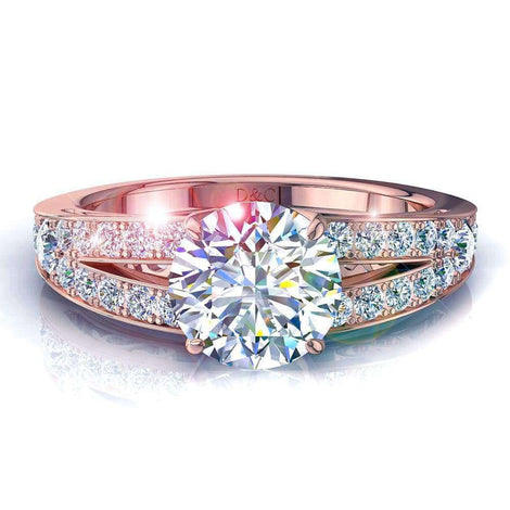Rapallo anello di fidanzamento con diamante tondo da 1.10 carati in oro rosa