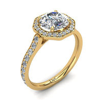 Bague de fiançailles diamant rond 1.15 carat or jaune Fanny