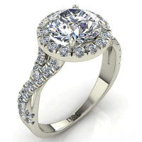 Anello di fidanzamento con diamante tondo Ameglia in oro bianco da 1.20 carati
