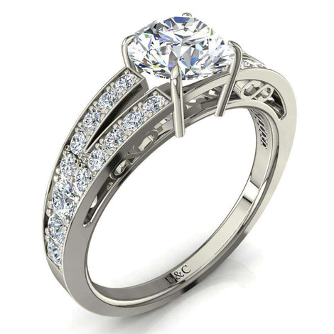 Rapallo anello di fidanzamento in oro bianco con diamante tondo da 1.20 carati